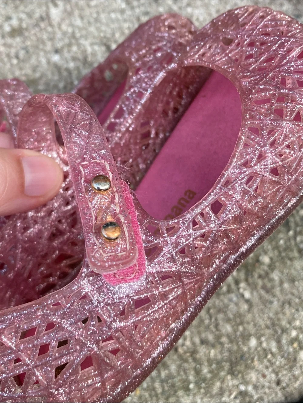 Mini Melissa pink Campana Bell zigzag glitter jelly Mary Jane flats size 7
